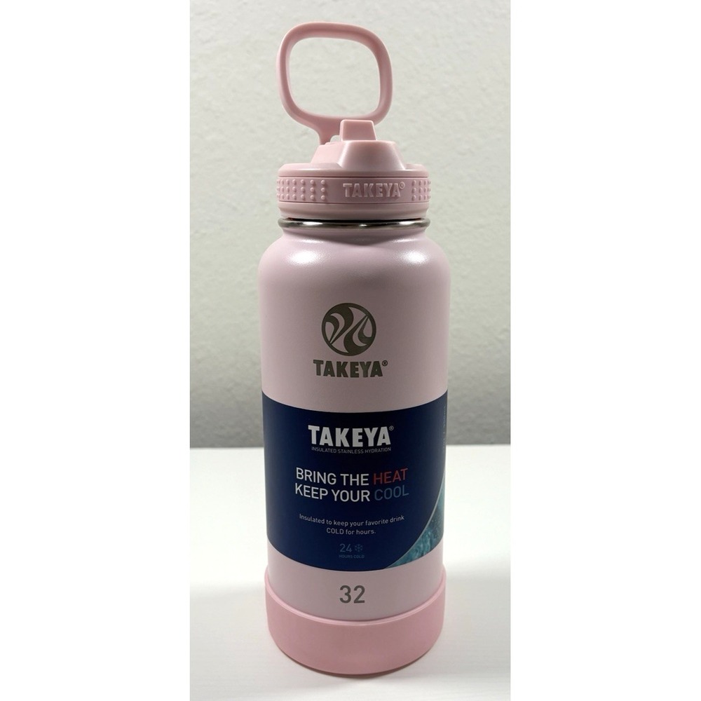 Takeya 32oz‎ Pink Insulated Stainless Steel Water Bottle with Spout Lid & Handle